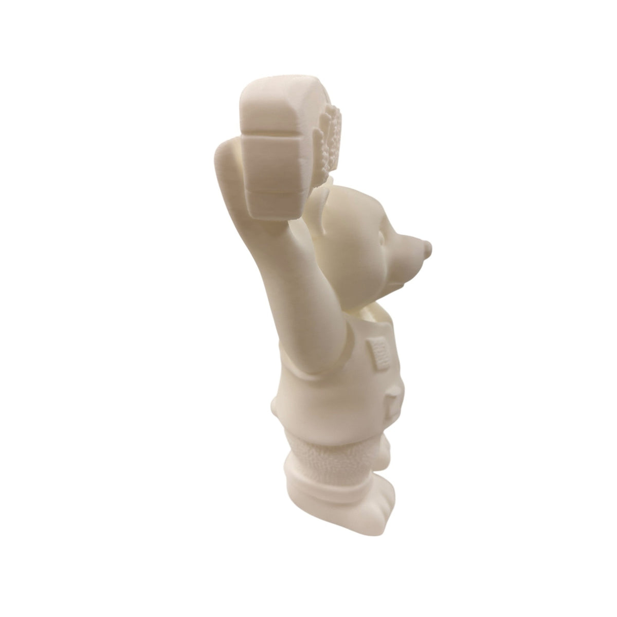 Handmade 3D Printed Welcome Bear Statue White Resin Coated Sign Sculpture 15"