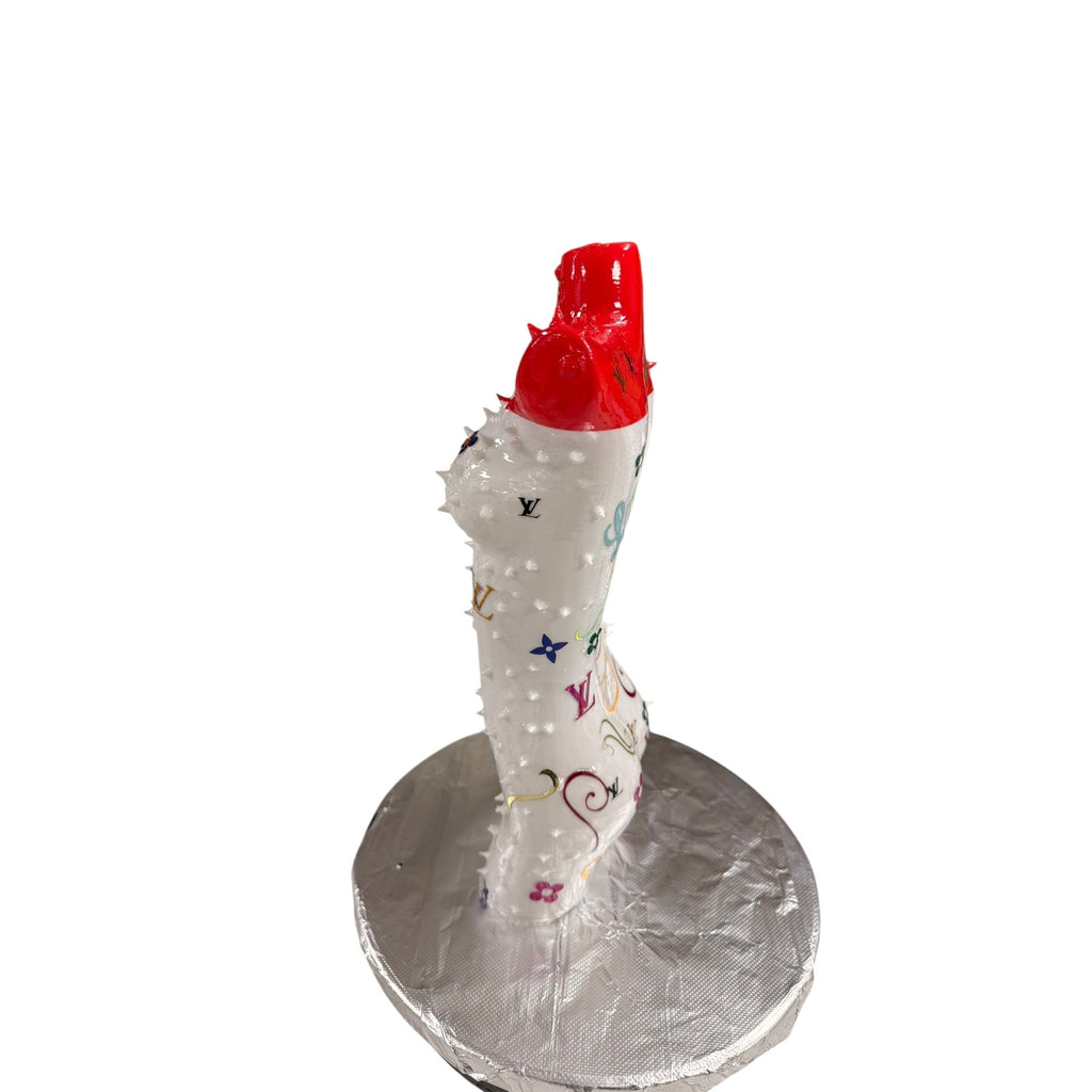 Female Torso Statue 3D Printed Resin Coated Pop Art Sculpture Red White Custom