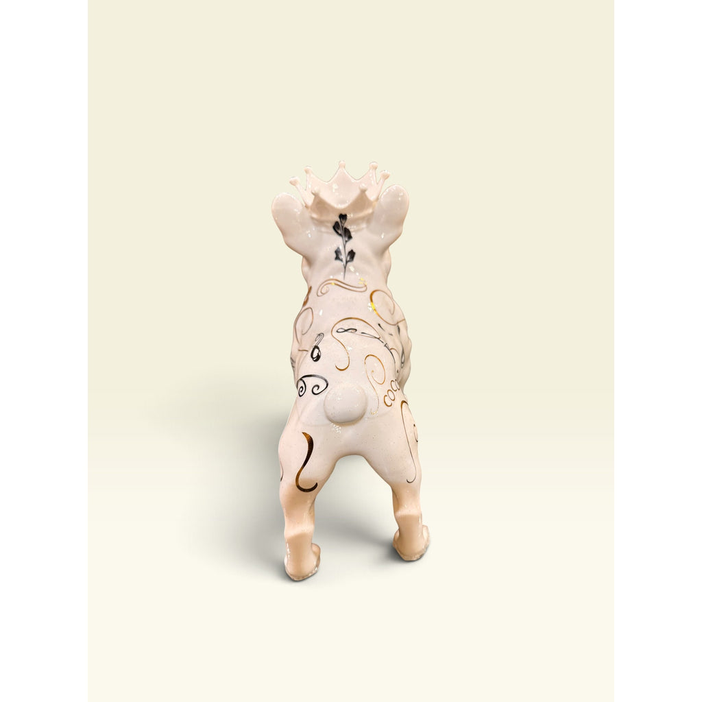 French Bulldog Statue 3D Printed Pop Art Frenchie Crown Gold Chain Made in USA