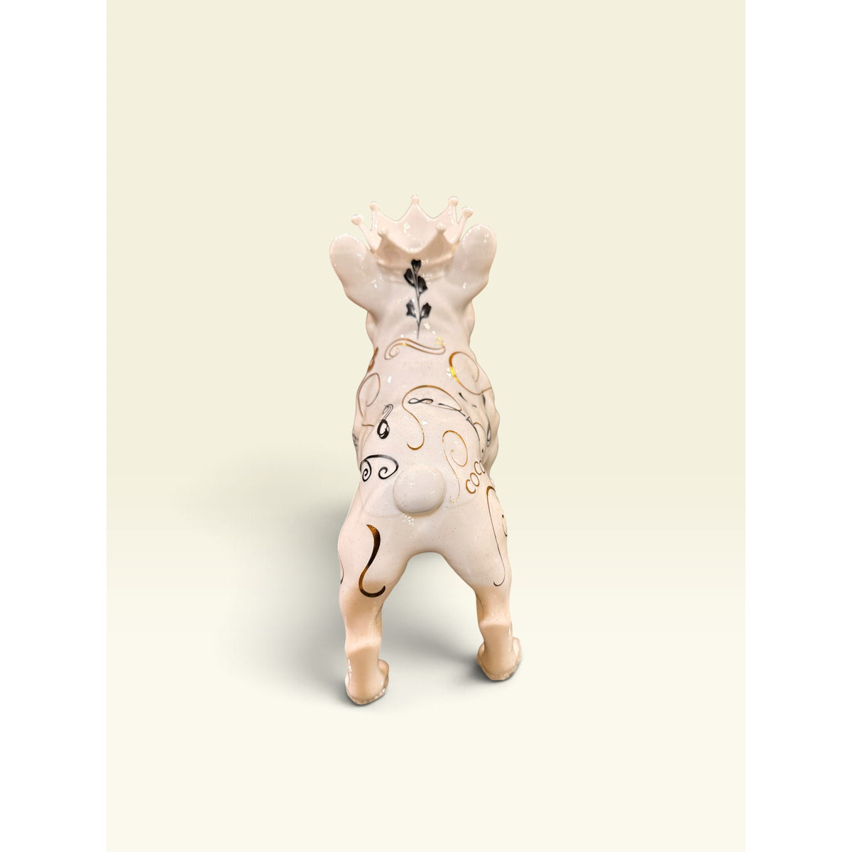 French Bulldog Statue 3D Printed Pop Art Frenchie Crown Gold Chain Made in USA