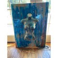 Original Mixed Media 3D Wall Art Sculpted Female Torso Blue Bronze Relief Panel