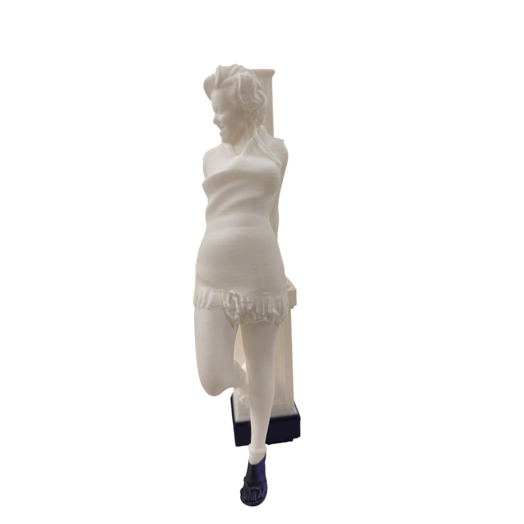 Woman Leaning on Column Statue 3D Printed Resin Coated Vintage Figure 15in Ivory
