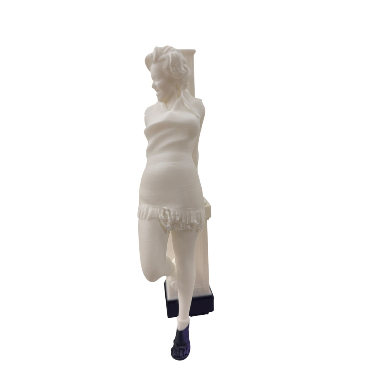 Woman Leaning on Column Statue 3D Printed Resin Coated Vintage Figure 15in Ivory