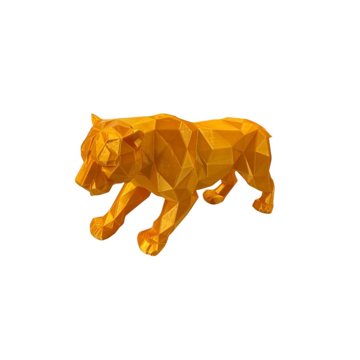 Geometric Leopard Statue Rhinestone Crystal Big Cat Sculpture Faceted Decor 7in