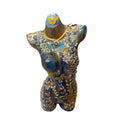 Handmade Mixed Media Mannequin Torso Sculpture Butterfly Mosaic Blue Art Bust