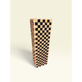Checkered Wood Pedestal Stand 36in Hand Painted Resin Glass Butterfly Art Column