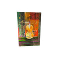 Original Mixed Media Violin Wall Art Abstract Music Painting Red Green Gold
